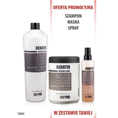 KayPro Keratin Szampon 1000 ml + Maska 1000 ml + Odżywka dwufazowa 200 ml
