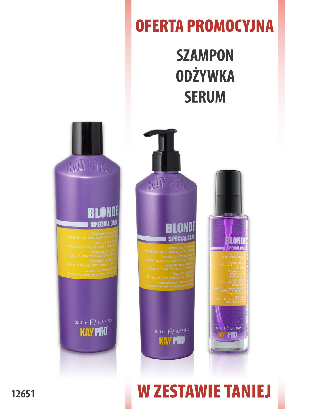 KayPro Blond Szampon 350 ml + Odżywka 350 ml + Serum 100 ml