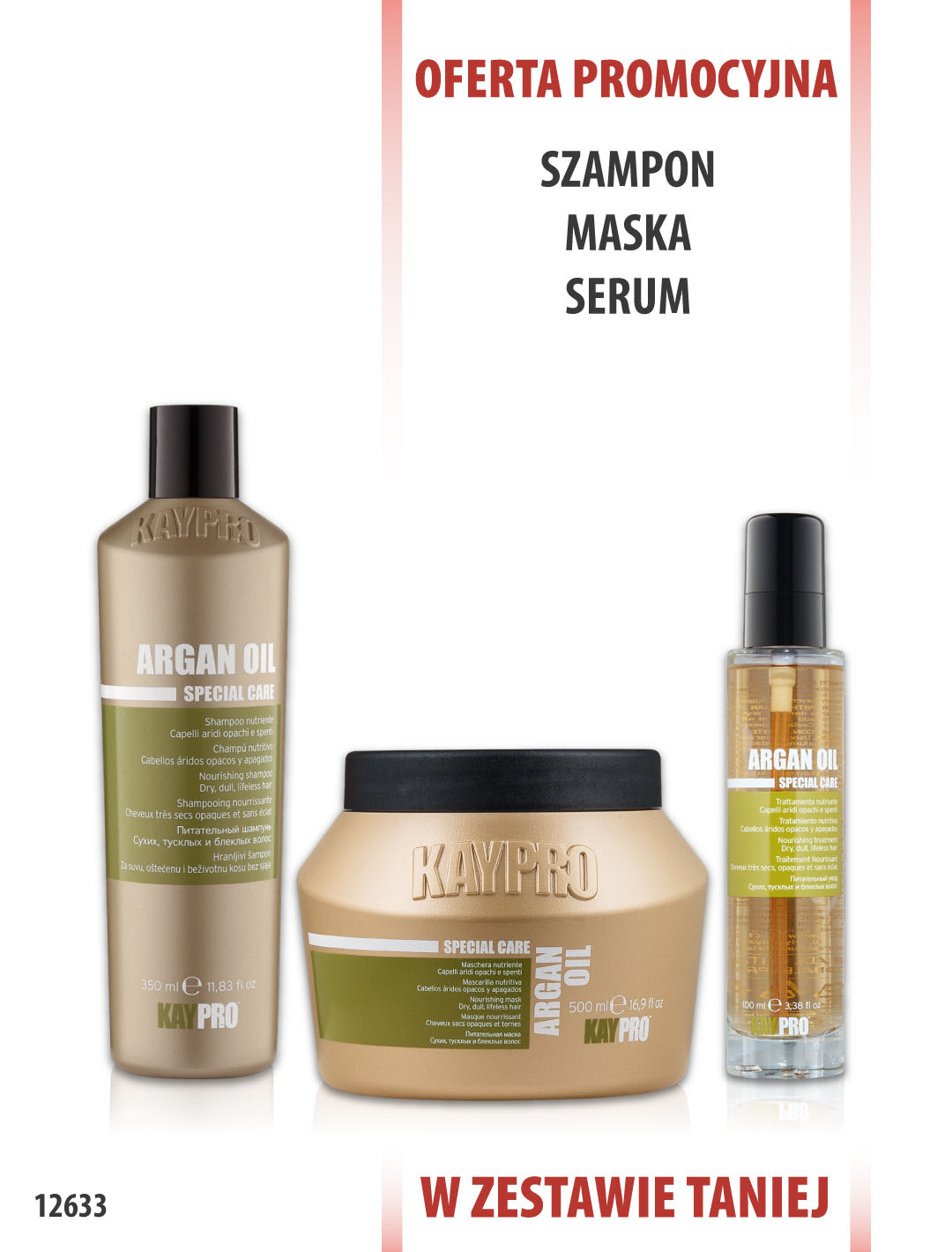 KayPro Szampon z Olejkiem Arganowym 350ml + Maska 500ml + Serum 100ml