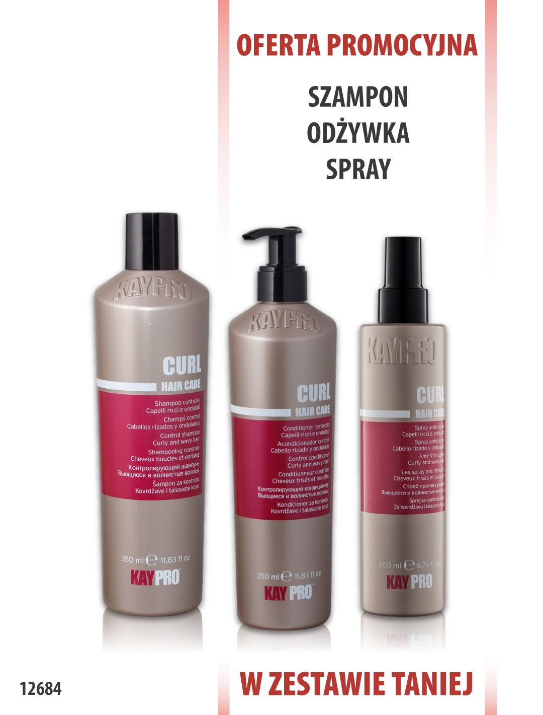 KayPro Curl Szampon 350 ml + Odżywka 350 ml + spray 200 ml