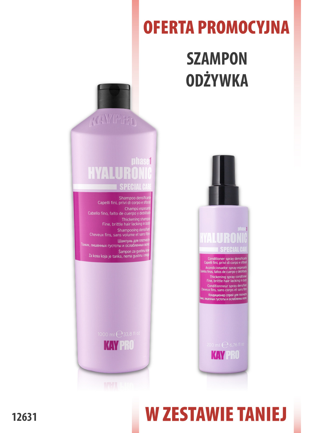 KayPro Szampon Hialuronowy 1000 ml + Odżywka w sprayu 200 ml