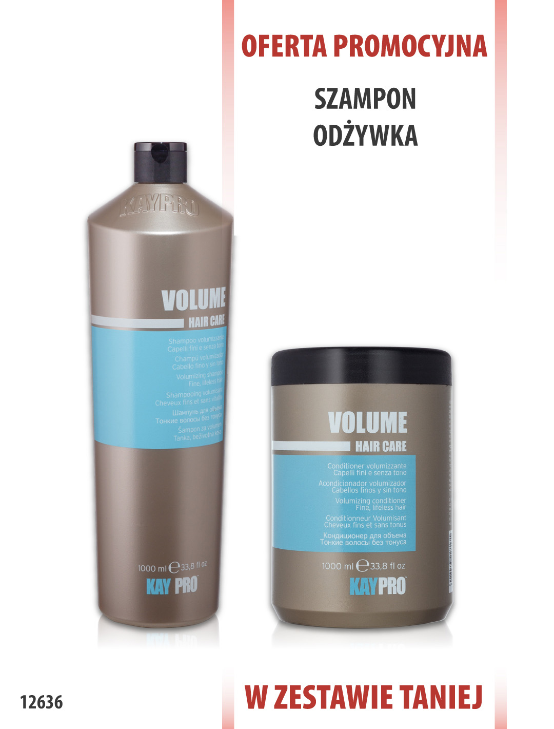 KayPro Szampon zwiększający objętość 1000 ml + Odżywka 1000 ml