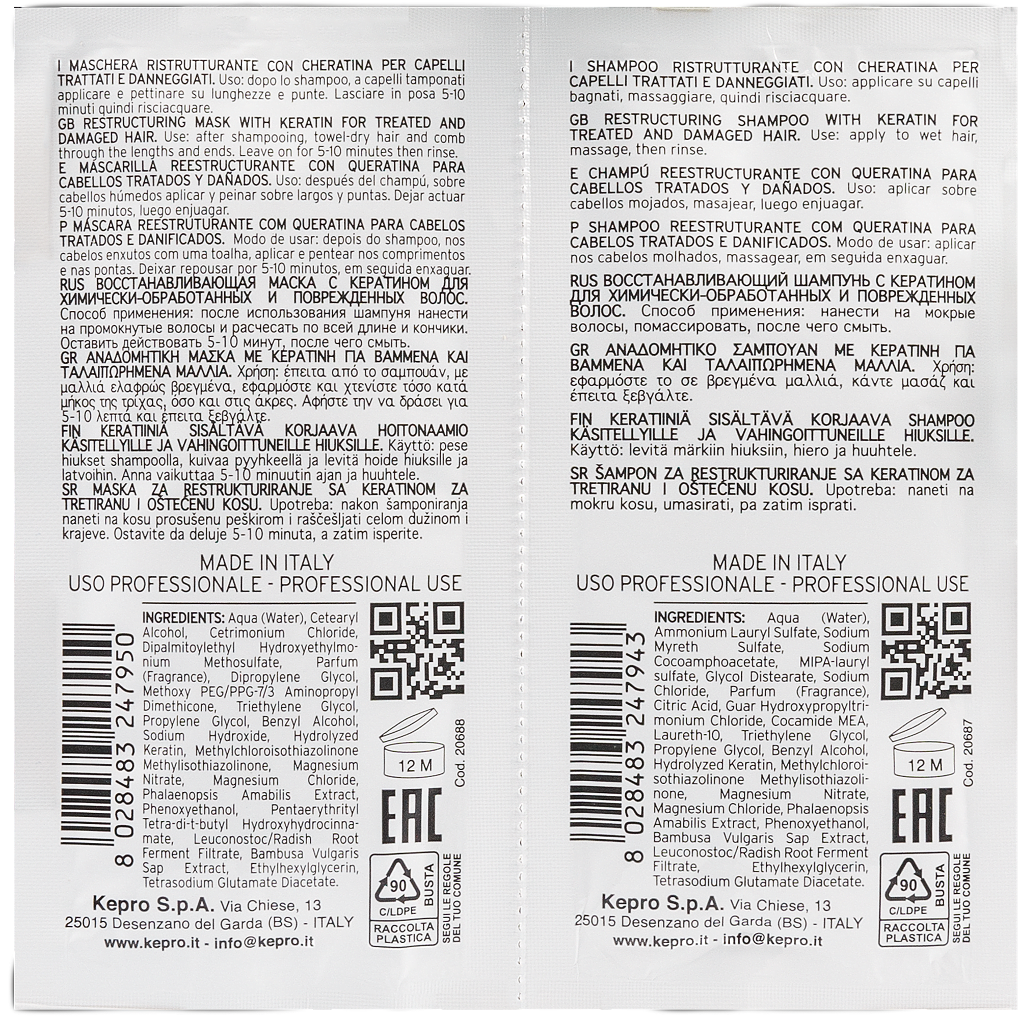 Keratin Szampon+Maska z keratyną 15+15 ml