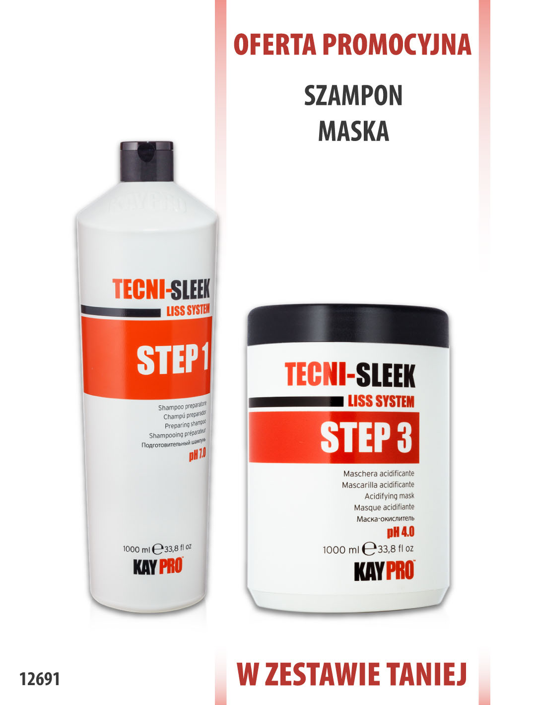 KayPro Tecni Sleek Szampon 1000ml + Maska 1000ml