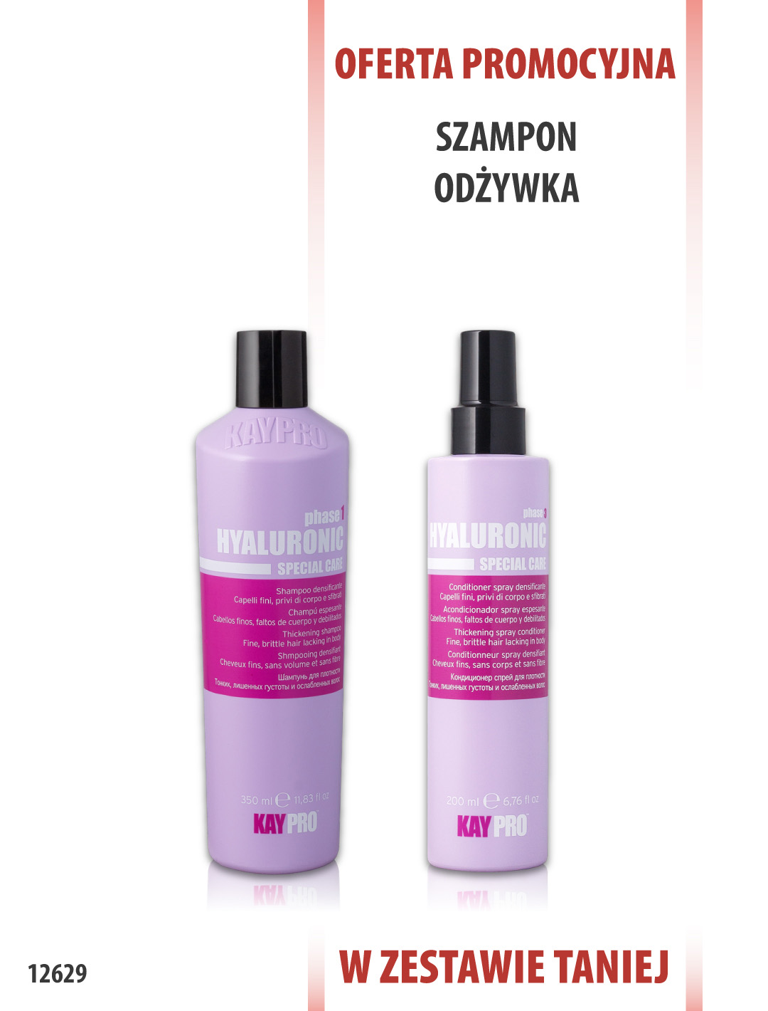 KayPro Szampon hialuronowy 350 ml + Odżywka w sprayu 200 ml