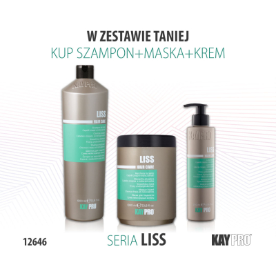 12646 KayPro Liss Szampon 1000 ml + Maska 1000 ml + Mleko