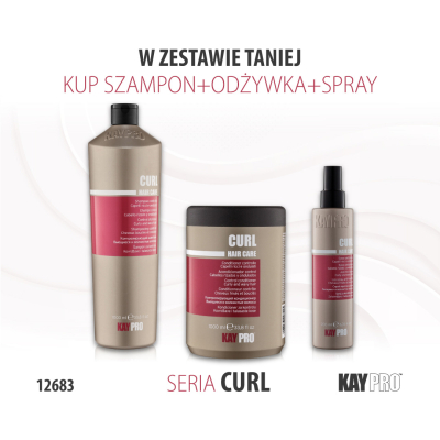 12683 KayPro Curl Szampon 1000 ml + Odżywka 1000 ml + spray 200 ml