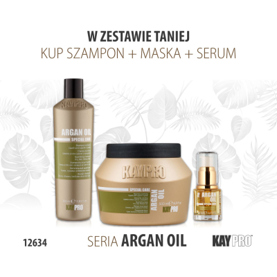 12634 KayPro Szampon z Olejkiem Arganowym 350ml + Maska 500ml + Ciekłe Kryształy 20ml