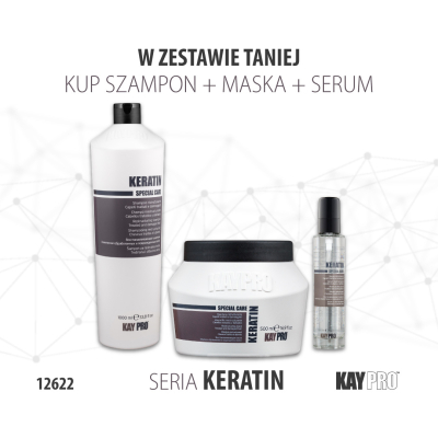 12622 KayPro Keratynowy Szampon 1000ml + Maska 500ml + Serum 100ml