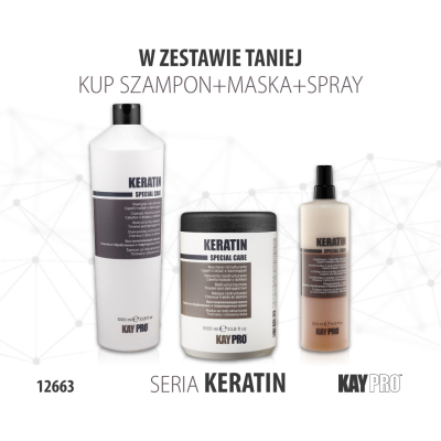 12663 KayPro Keratin Szampon 1000 ml + Maska 1000 ml + Odżywka dwufazowa 200 ml