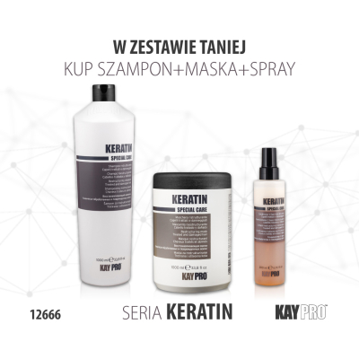 12666 KayPro Keratin Szampon 1000 ml + Maska 1000 ml + Odżywka dwufazowa 500 ml